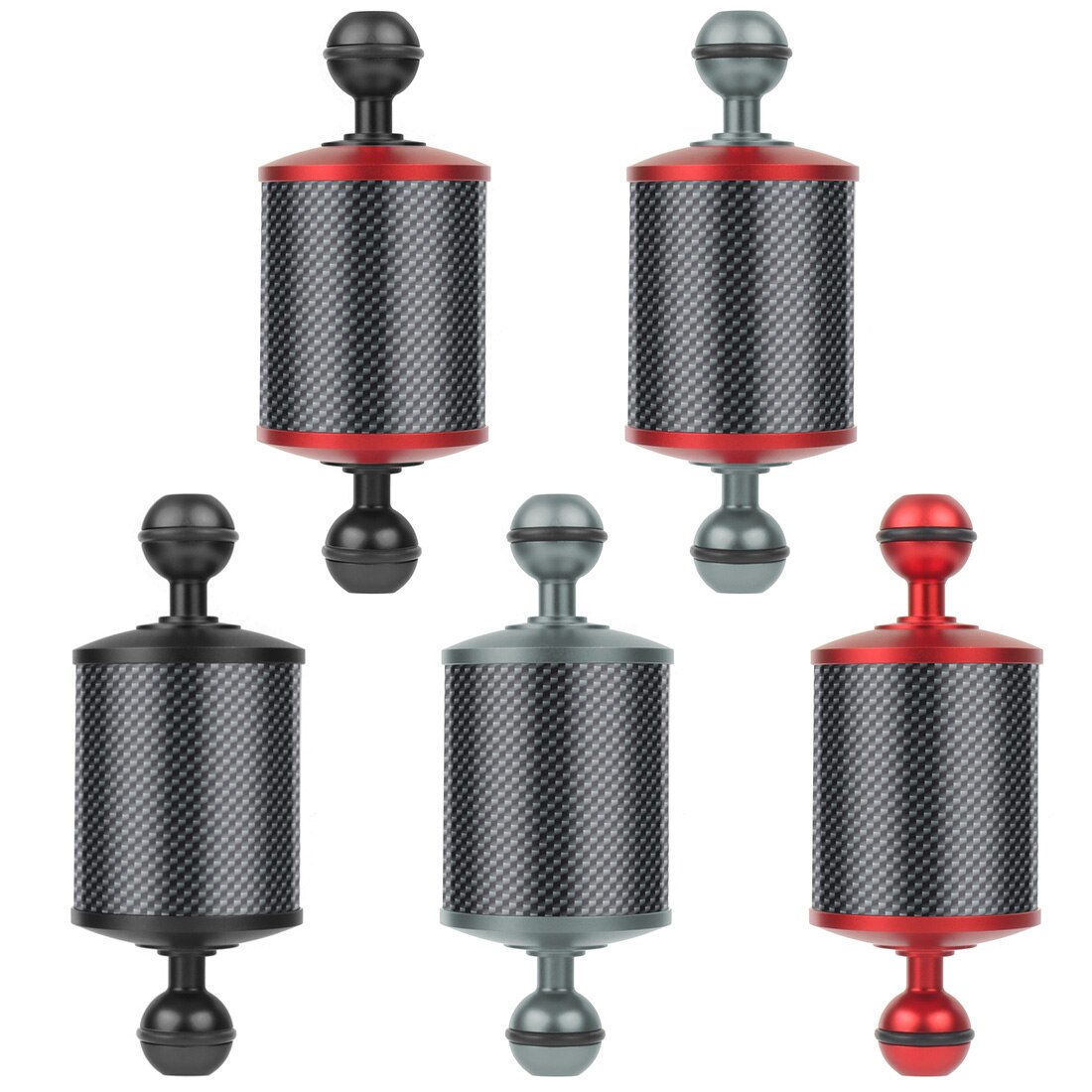 Oppgrader dykking 5/8/10/12 tommer  d60mm karbonfiber flytearmer med 1 tommers dobbelt kulehode kompresjonsbestandig under vann