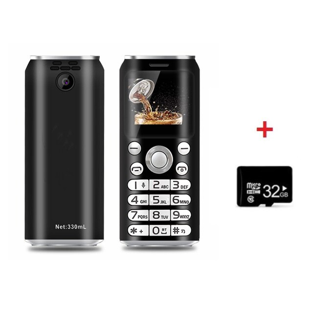 Mini praktisch SATREND K8 1,0 "Cola bilden Telefone Dual Sim MP3 Bluetooth Dialer Anruf Aufnahme Finger Größe Kleine handys: blk mit 32g Karte