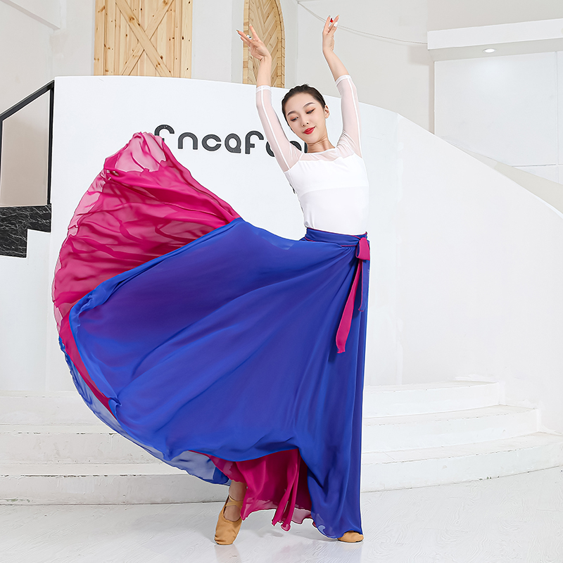 Buikdansrok Dubbelzijdig Chiffon 360 Graden Klassiek Balletdans Lange Rok Warp Rokken Rode Rok Buikdans Outfit