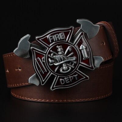 Cool men's belt firefighter profession fire truck buckle fire dept badge fire brigade sign firemen belt fire fighter volunteer: 14