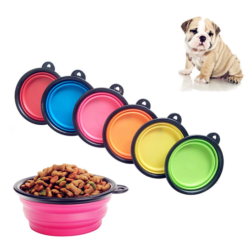 Tazón de silicona plegable para perros y mascotas, recipiente de comida para perros de viaje al aire libre, tazón portátil para mascotas, plato alimentador para mascotas, tazón para agua potable