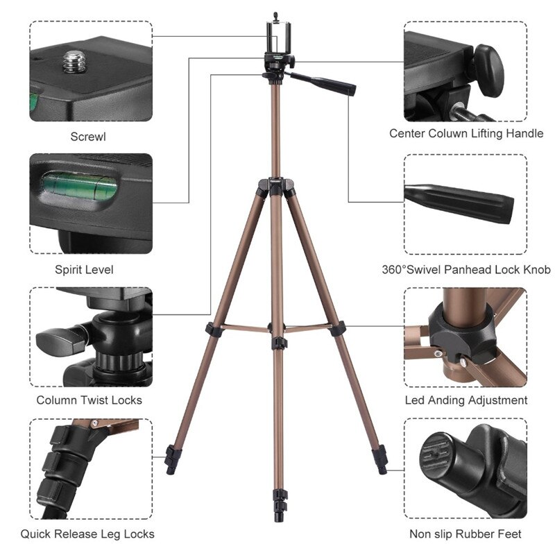 WT3130 Tripod For Phone Camera With Bluetooth Remote Control Holder Stand Tripod For Phone Camera Smartphone Tripods Cam Dslr