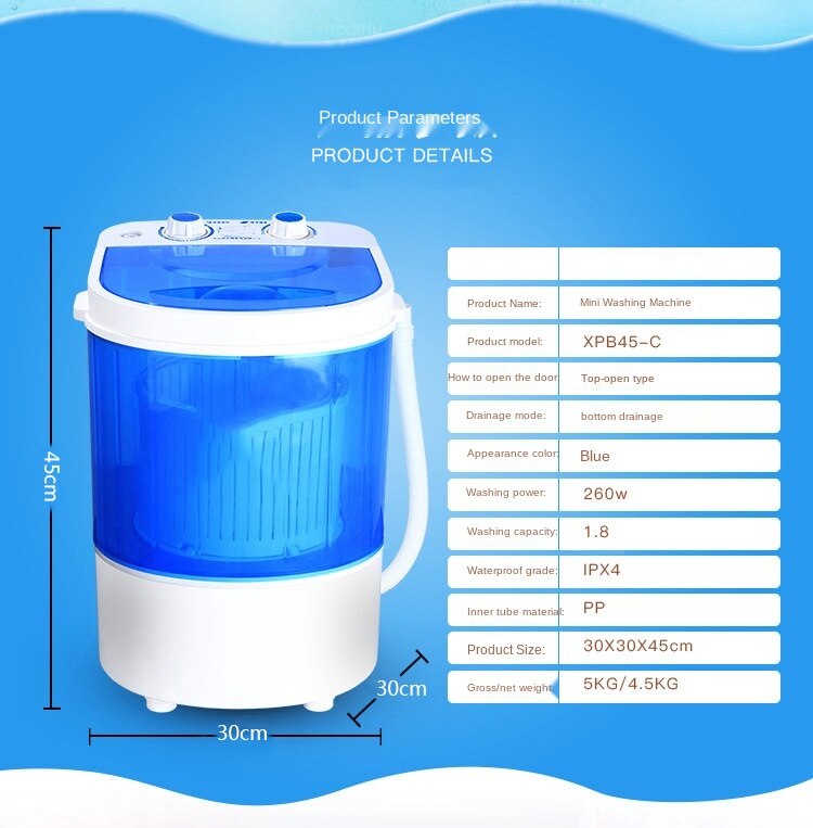 220 V 4.5kg single barrel Mini single barrel washing machine