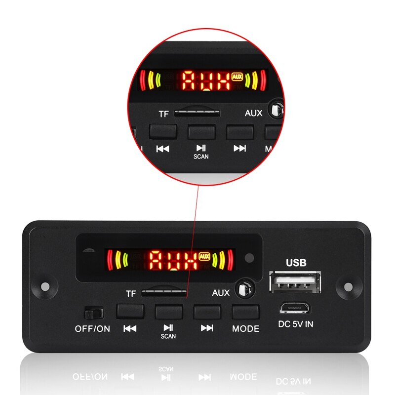 2 x 3w forstærker  mp3 dekoderbræt 12v bluetooth 5.0 30w bil fm-radiomodul understøtter tf usb aux