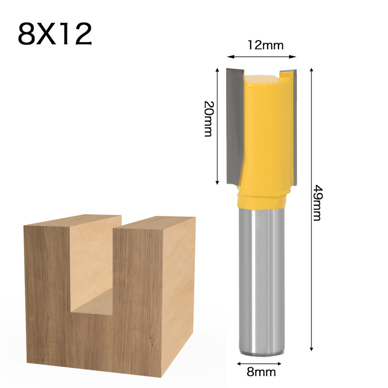 8mm skaft flush trim freser bit rett kniv trebearbeiding ren gravering fres for tre arbeider trimme kniv: 8 12