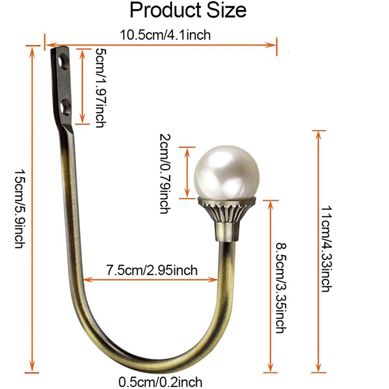 Decorative Curtain Drapery Holdbacks Wall Mounted Curtain Tieback U Shape Curtain Tiebacks Hooks for Home Office