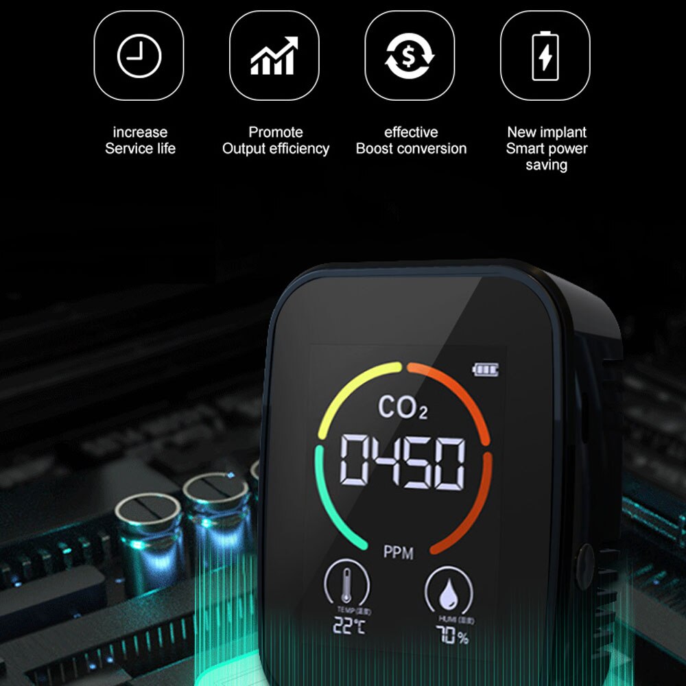Medidor de CO2 multifuncional 5 en 1 / 3 en 1, medidor Digital de temperatura y humedad, Monitor de del aire, Detector de dióxido de carbono TVOC HCHO
