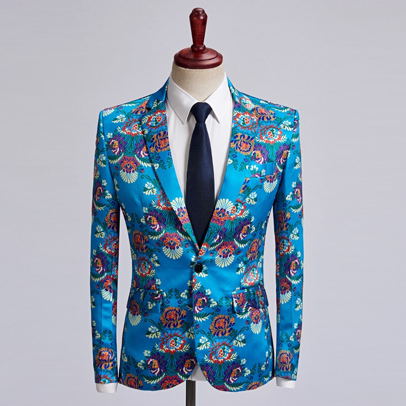 De Meer Blauw Print Jurk Mannen Leisure Suit Studio Gastheer Pak