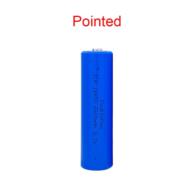 100% original Doublepow 18650 battery 3.7v 2600mah 18650 rechargeable lithium battery for flashlight batteries: 1 PCS Pointed