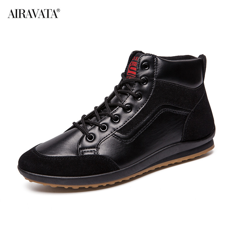 Trampki męskie buty do chodzenia oddychające wygodne PU mieszkania buty Outdoor Sports obuwie sznurowane: Black / 45
