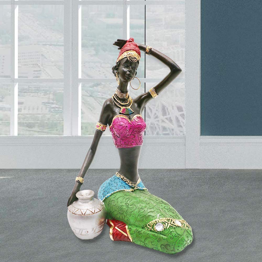 African Statues Figurines,7.5" African Sculpture Black Women Figure Girls Home Decor|Decoration Collectible Art Decorative