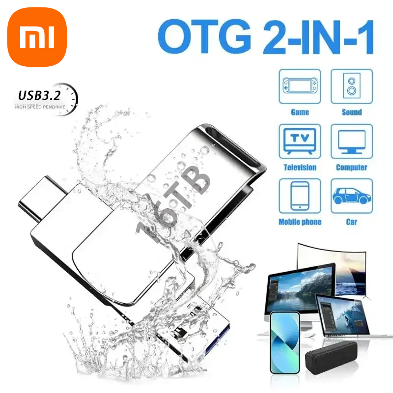 Xiaomi 16TB Flash Drive Usb 3.2 Super High Speed Metal Transfer U Disk Pen Drive Wodoodporny dysk typu C SSD USB Drive Disk