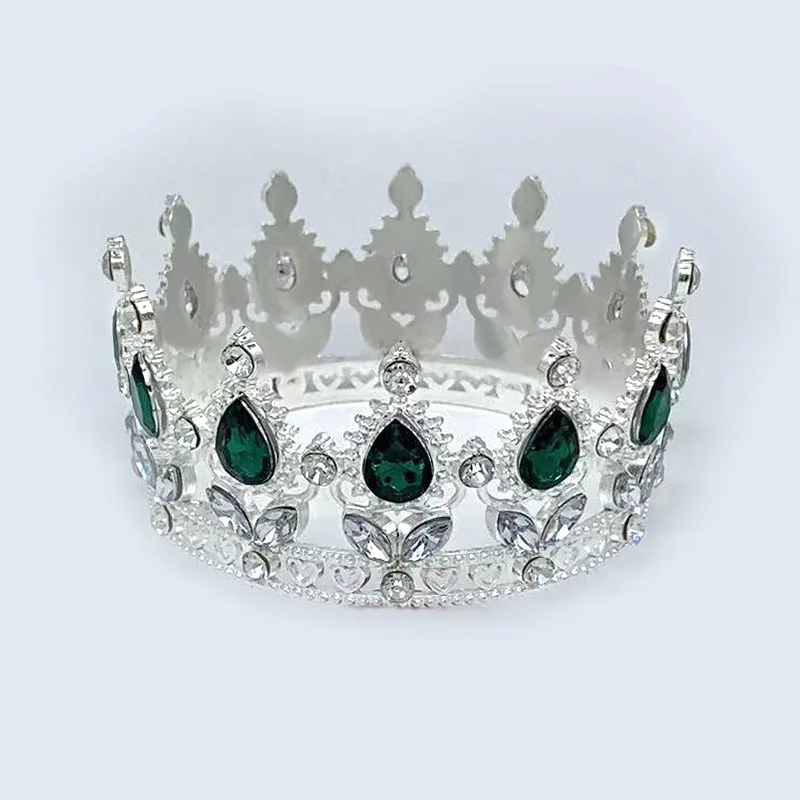 Barroco Cristal Rhinestone Tiaras e Coroas, Prom Diadem Headband, Coroa nupcial, Acessórios para o cabelo do casamento, Jóias, Tiara Presente: Verde