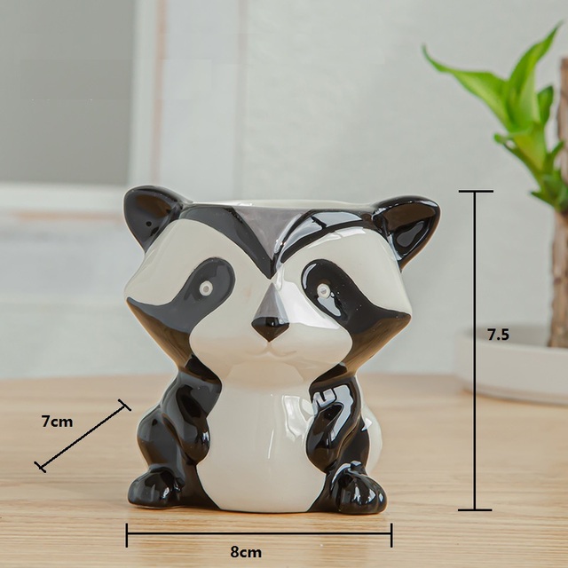 Maceta de cerámica con dibujos de animales, Mini maceta con Cabeza de Vaca, cebra, oveja, suculentas, bonsái, decoración del hogar, estilo nórdico: B