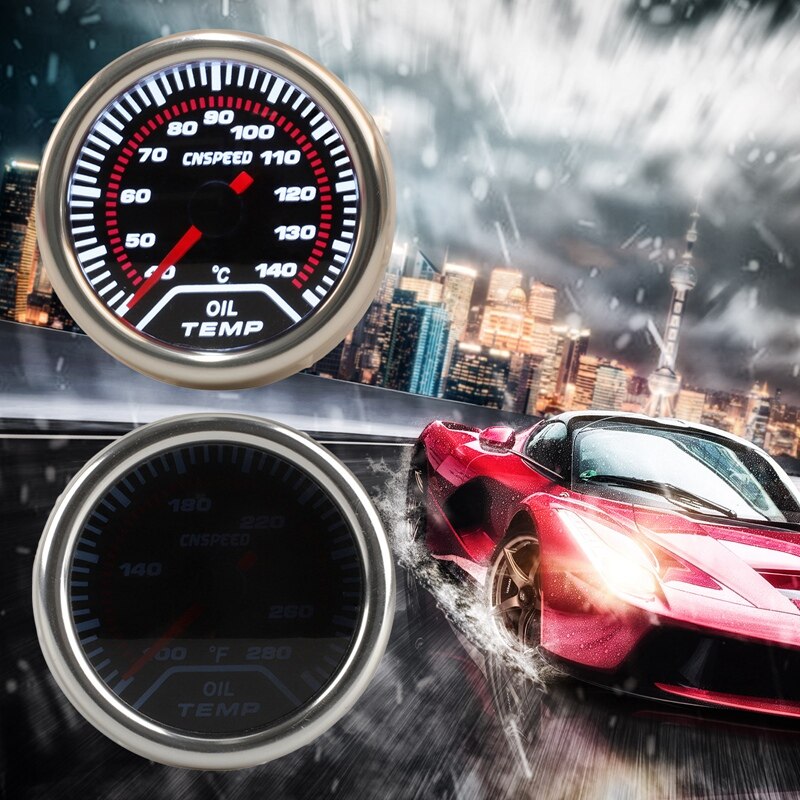 Indicador de temperatura de aceite para coche, indicador de aguja Digital rojo iluminado, 40-140 ℃, 100-280 ℉, 12V, 52mm, 2 ", Universal