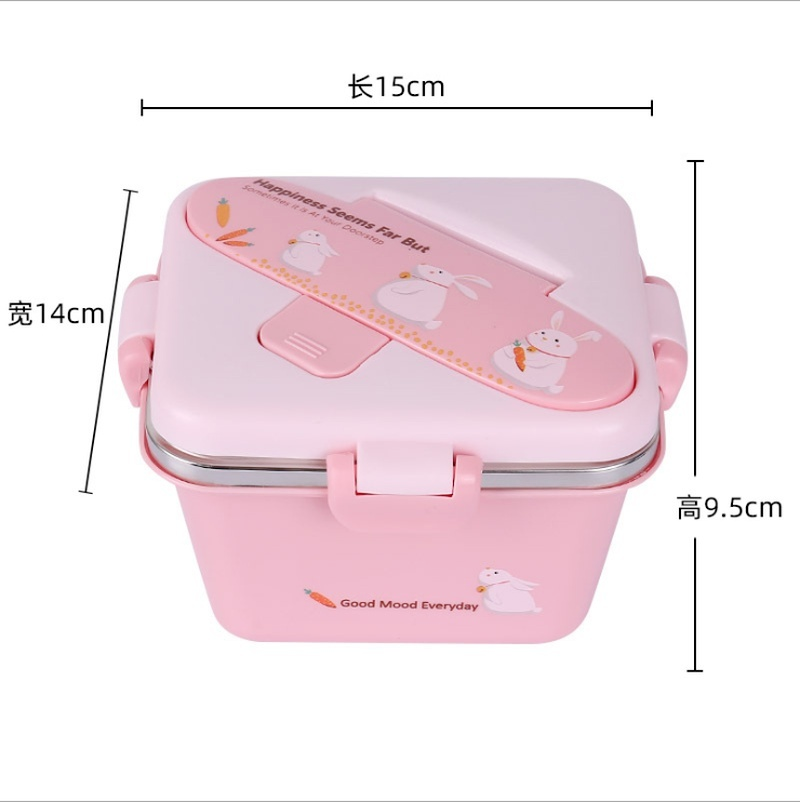 Lovely Cartoon Thermal Insulated Lunch Box Bento Picnic Food Container Plastic Stainless Steel bento