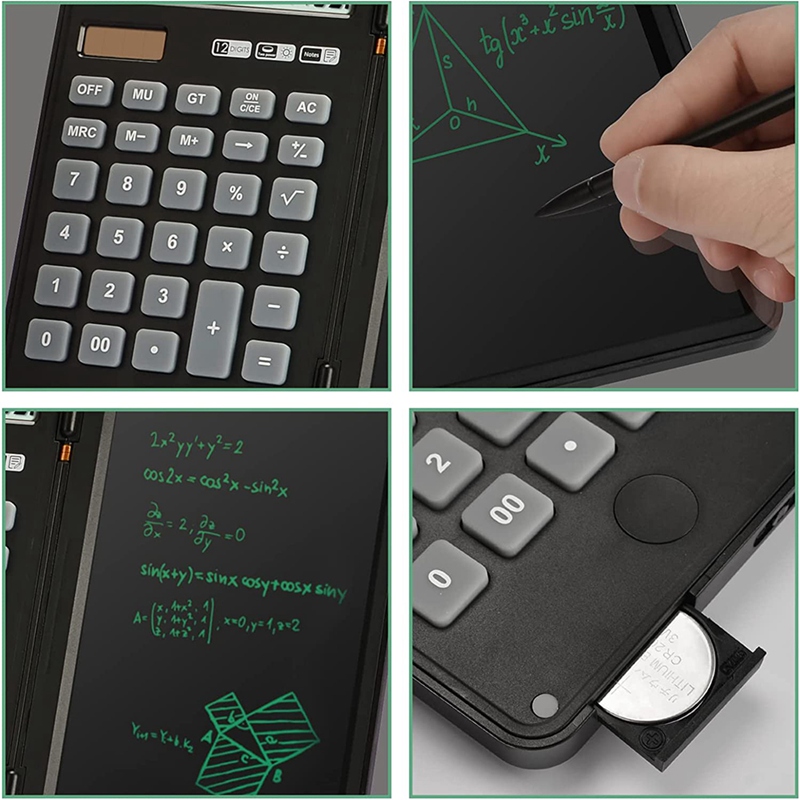Scientific Calculator with Writing Tablet, 12-Digit Digital Desktop Calculator with Erasable Writing Board