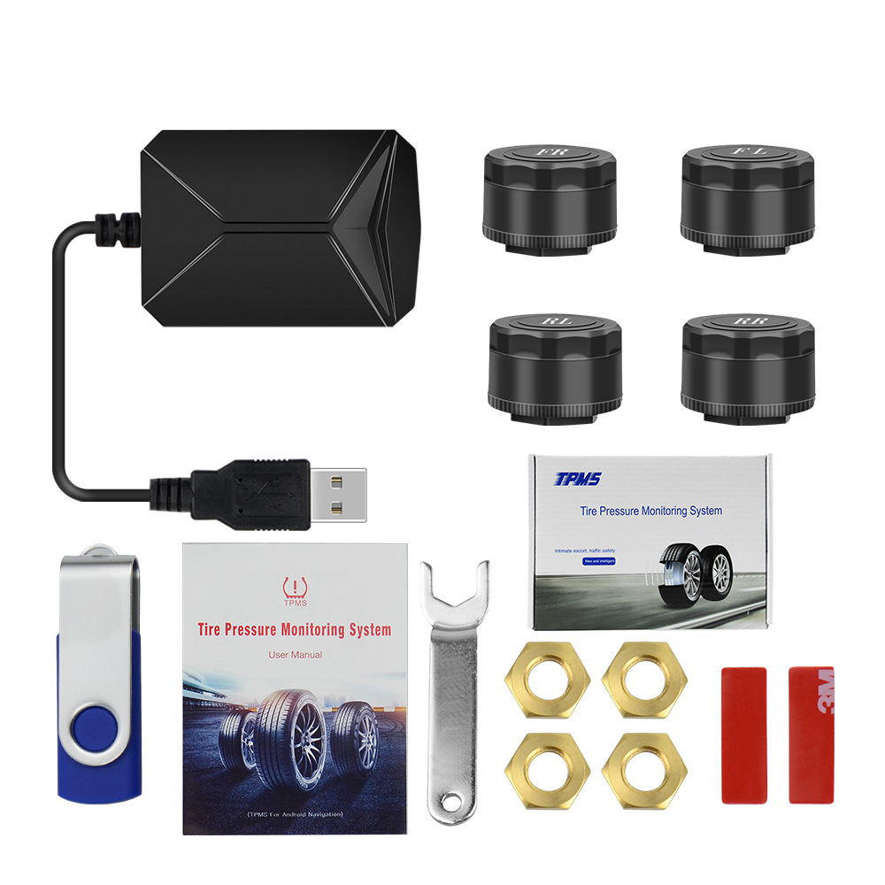 USB Android TPMS Tire Pressure Monitoring System Display Alarm System Internal Sensors Android Navigation Car Radio 4 Sensors