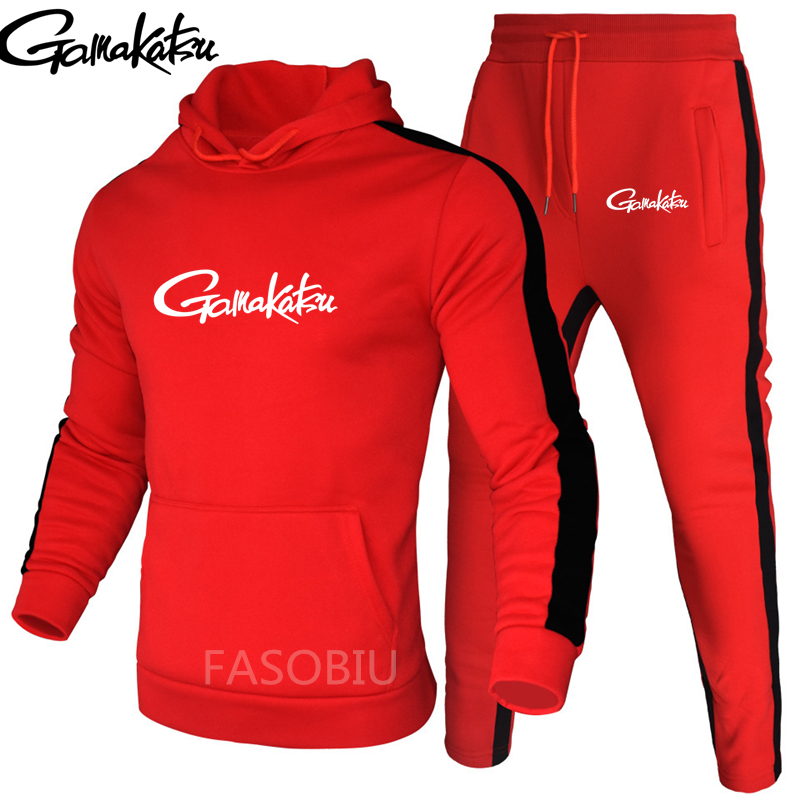 Combinaison de pêche en coton, hiver , ensemble de Camping en plein air, randonnée, Sport, vêtements rayés, Gamakatsu: Rouge