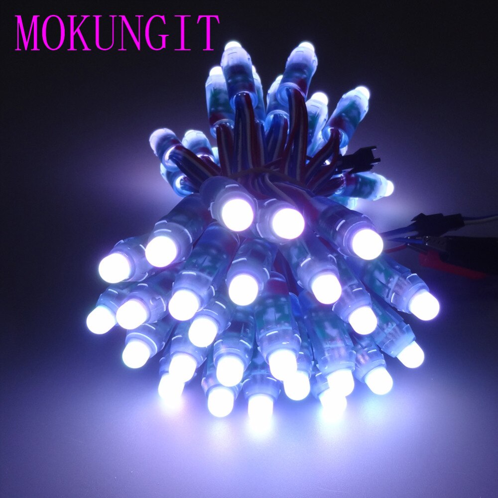 1 string (50pcs/string) WS2811 12mm 1 led pixel module F8 RGB node waterproof RGB LED White string round outdoor advertising