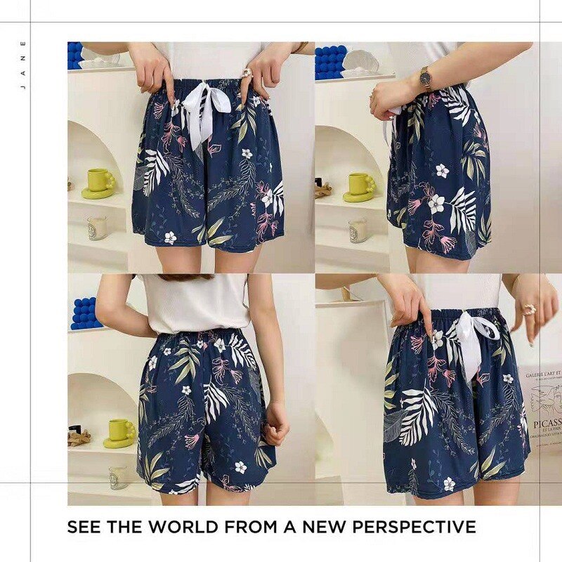 Kvinder pyjamas shorts bomuld blomsterprint shorts løse strandbukser hjemmebukser behagelig lounge bund soveshorts ouc 168
