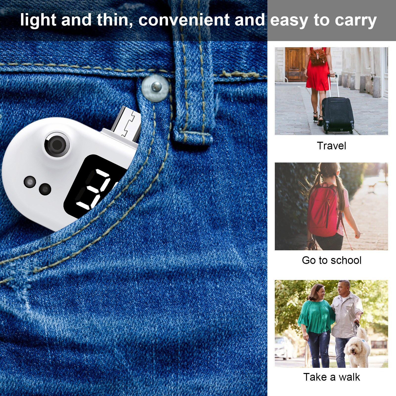 Minitermómetro Digital USB para teléfono móvil, higrómetro tipo C con pantalla LED, sin contacto, Sensor de temperatura infrarrojo