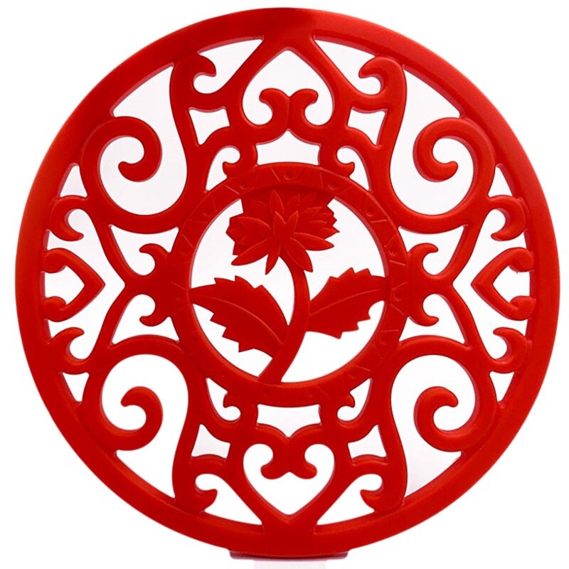 Exquisite Cast Iron Teapot Trivets Teapot Holder Chrysanthemum Pattern Pot Mat Kitchen Teaware Tea Ceremony Accessories: Red