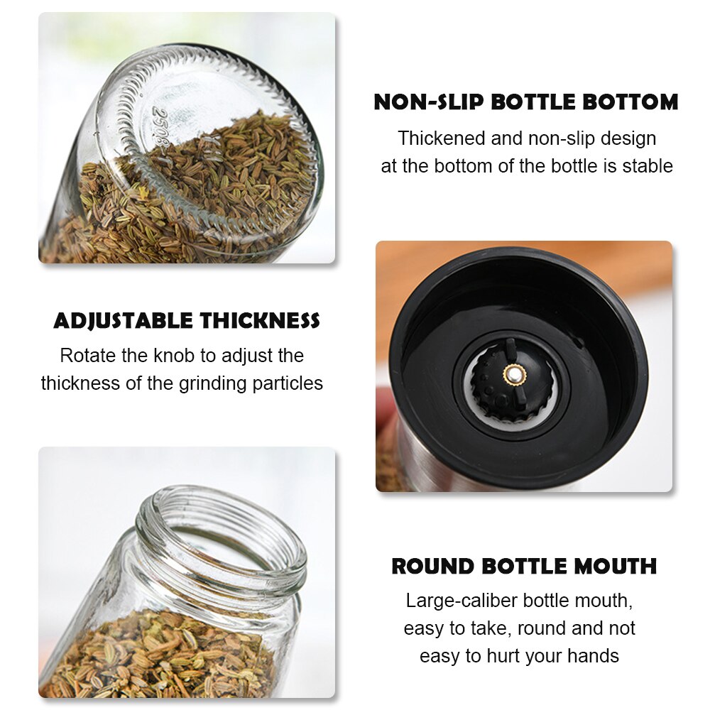 Stainless Steel Mill Pepper/Salt/Spice Grinder Kitchen Supplies Spices Glass Storage Container pepper mill Kitchen Gadgets Tools