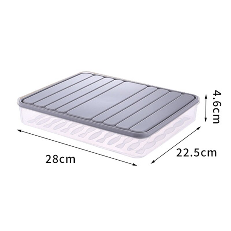 Freezer Food Storage Container Stackable Food Saver Box with Lid Square Plastic Single-layer Sealed Transparent Box: gray 28x22x4.6cm