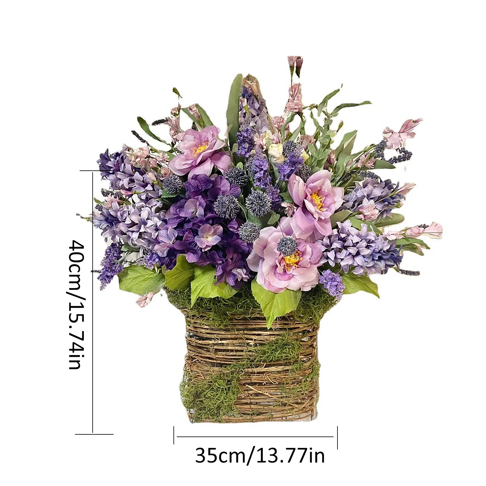 Ghirlande di lavanda per la decorazione della porta d'ingresso ghirlanda primaverile porta della fattoria appesa cestini di fiori di lavanda artificiale ghirlanda primaverile: WHITE