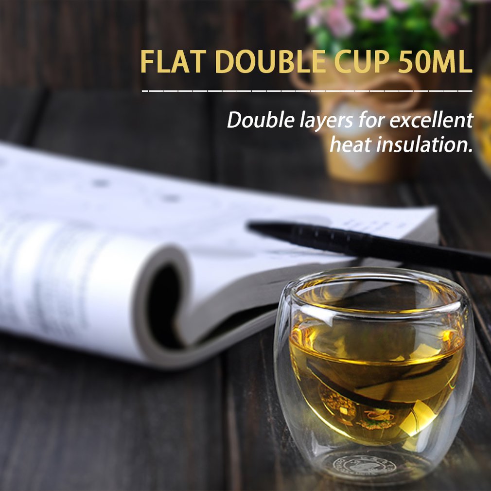50ML Clear Water Drinking Glass Tea Cup Heat Resistant Double Wall Layer Glass Milk Coffee Cups Fruit Juice Mug For Flower Tea