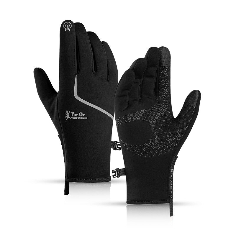 Waterproof Winter Cycling Gloves Windproof Outdoor Sport Ski Gloves Night Reflective Bike Bicycle Scooter Motorcycle Warm Glove: Black / XXL
