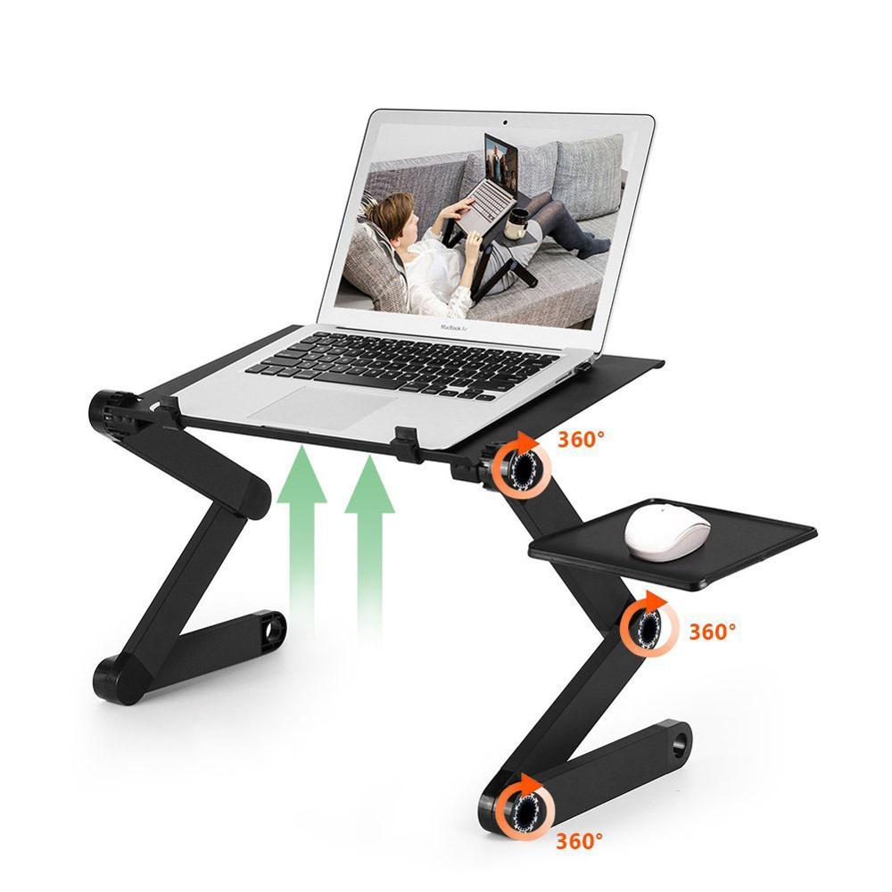 Two Fan Laptop Desks Portable Adjustable Foldable Laptop Notebook Lap PC Folding Desk Table Vented Stand Bed Tray