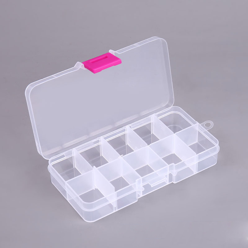 10 siatek Organizer na paznokcie Pudełko do przechowywania Narzędzie Wybierz regulowany Manicure Biżuteria Udekoruj Nail Art Tipsy Pojemnik do przechowywania: Jasno szary