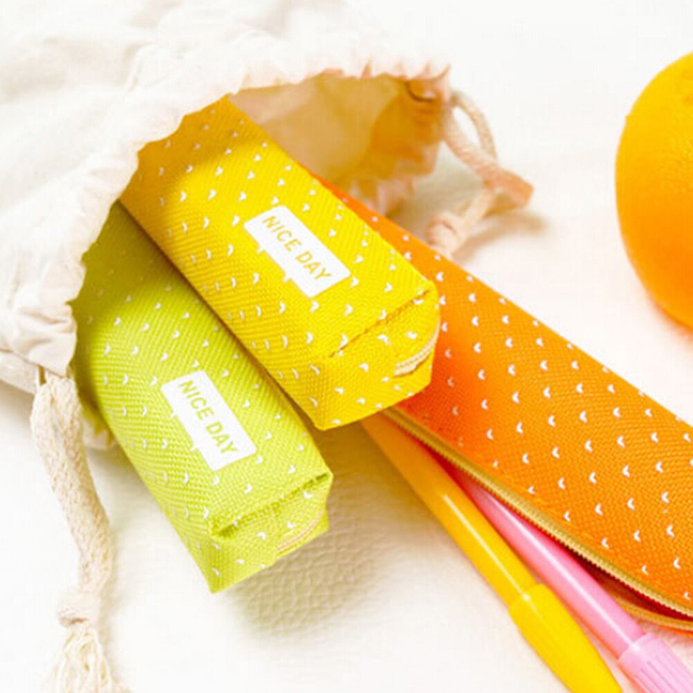 Etui Kawaii Dot Canvas Pen Bag Briefpapier Pouch Kantoor Schoolbenodigdheden
