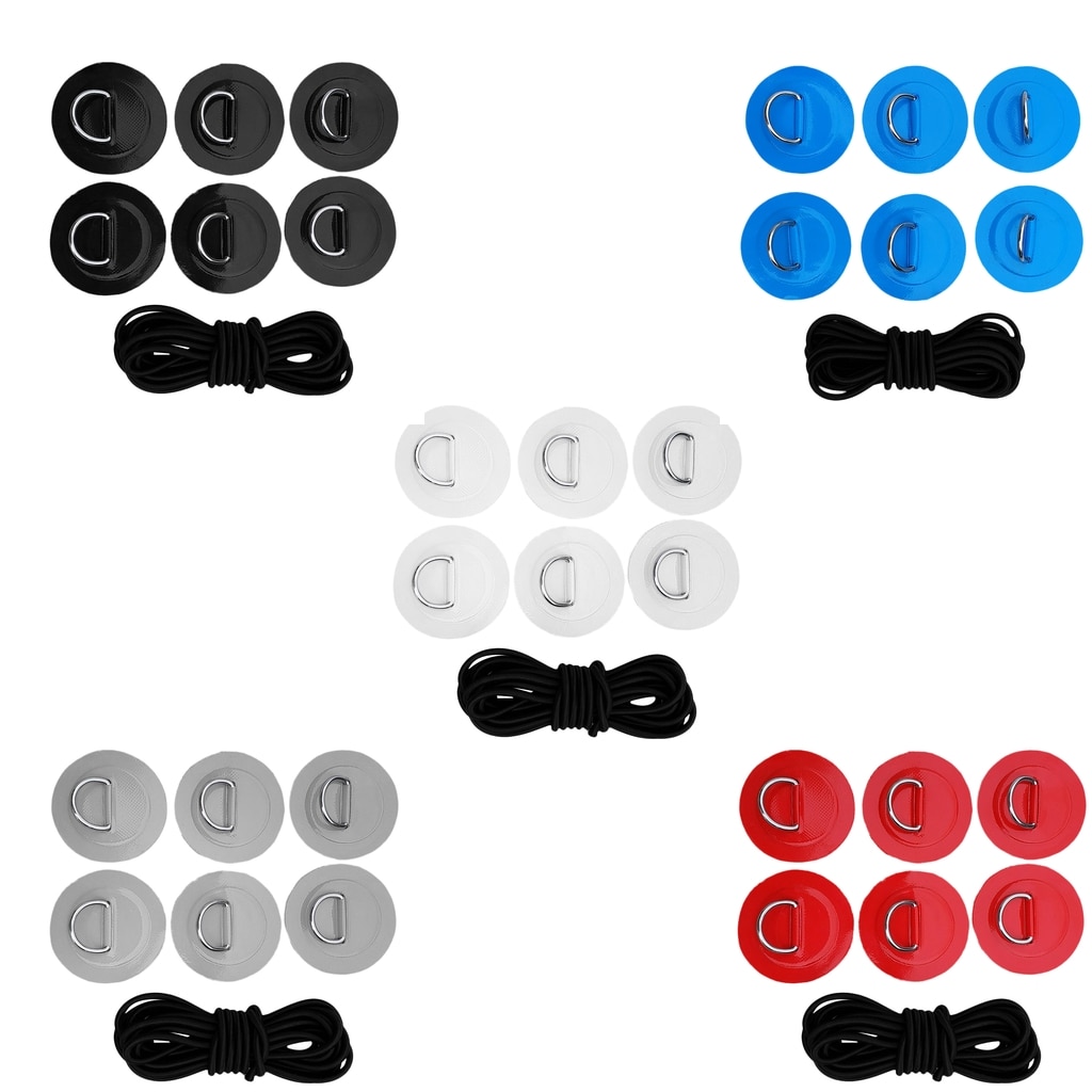 6Pcs Stand Up D-Ring Pad Paddleboard Sup Bungee Touw Dek Rigging Kit Patch Water Sport Roeien Opblaasbare boten Surfplank