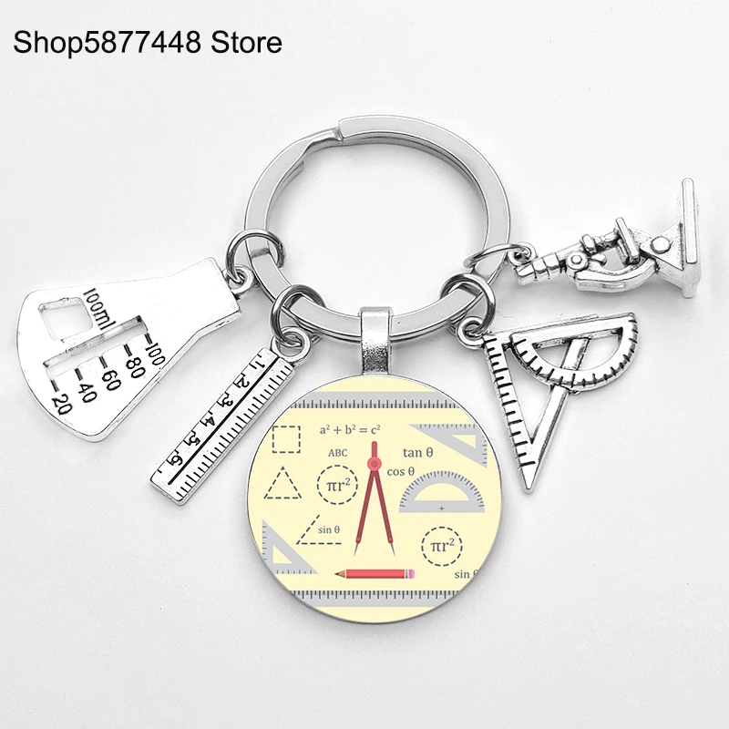 Llavero de para el día del maestro, accesorios, para el maestro de matemáticas, de cumpleaños, llavero de fórmula matemática, 2022: YELLOW