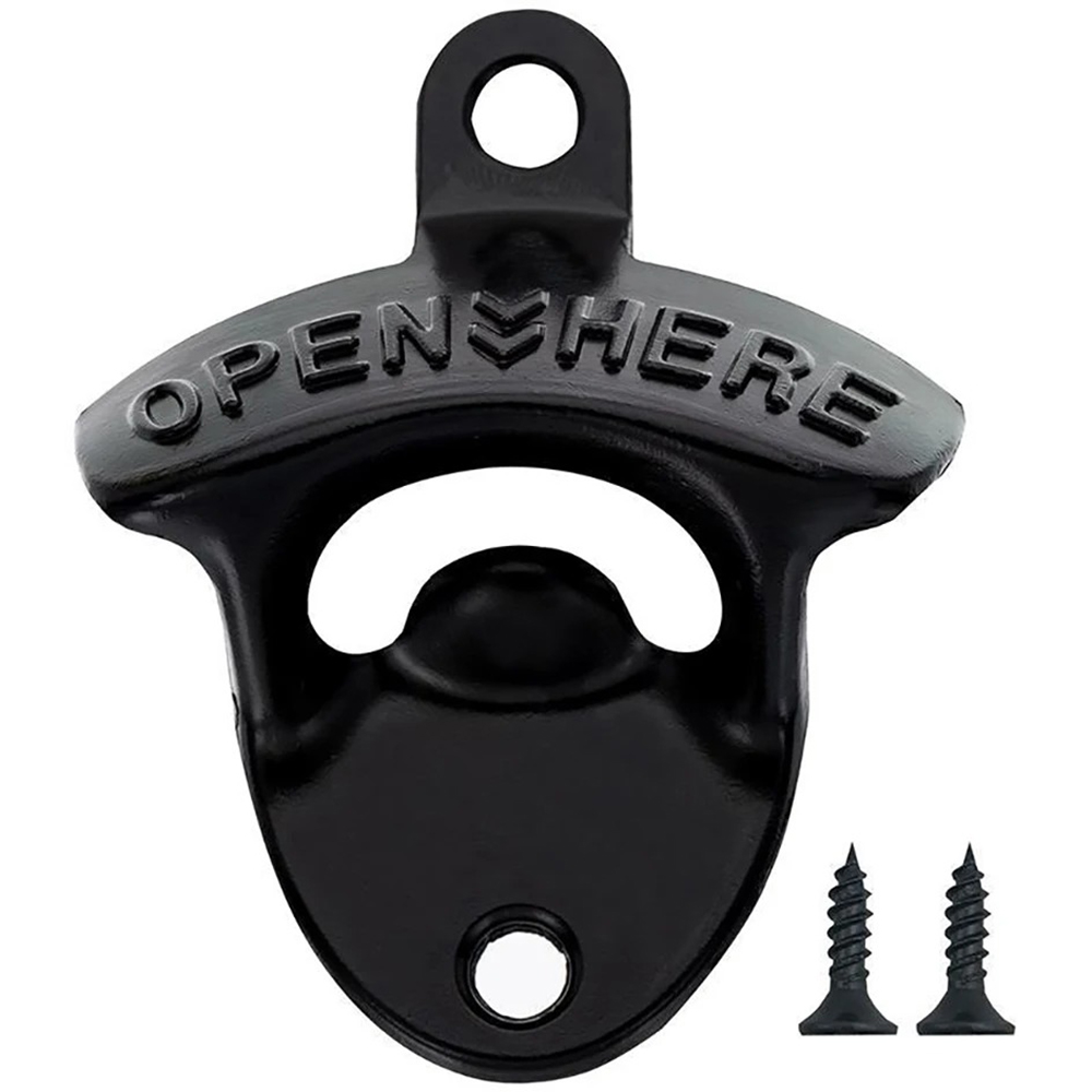 Zinc Alloy Wall Bottle Opener Kitchen Bottle Opener Retro Alloy Wall Mounted with Screws Party Antique Beer Bottle Opener: black