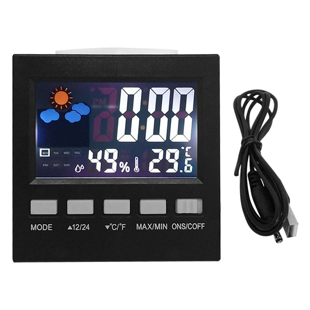 Portable Digital Clock Date Week Time LED Display Backlit Desktop Clock Home Office Digital Calendar: Black USB Type