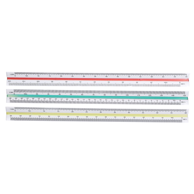 30cm Color Coded Side Triangular Scale 1:100/200/250/300/400/500 Triangular Metric Scale Ruler Engineer Tool 12.6'' Multicolor
