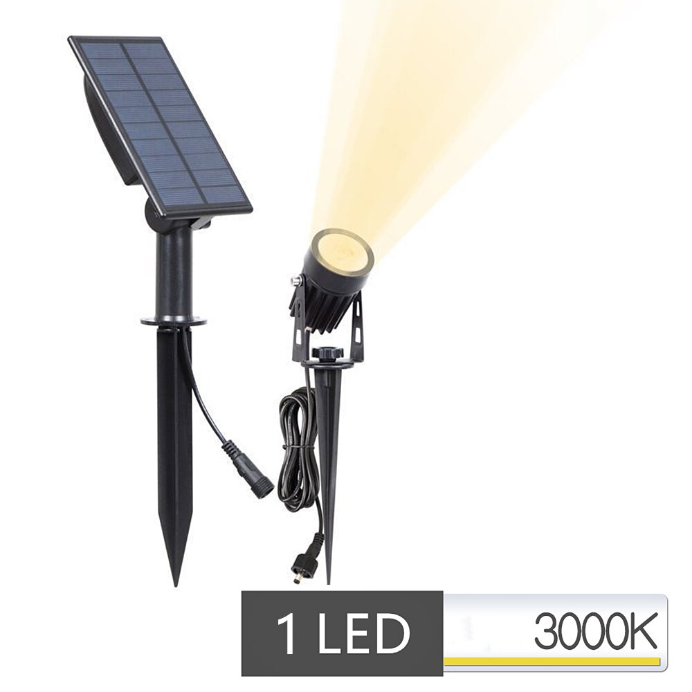 Solcelledrevet led spotlight solpanel græsplænelys havelamper udendørs belysning landskab væg gård træ separat lampe: 1 led varmt lys