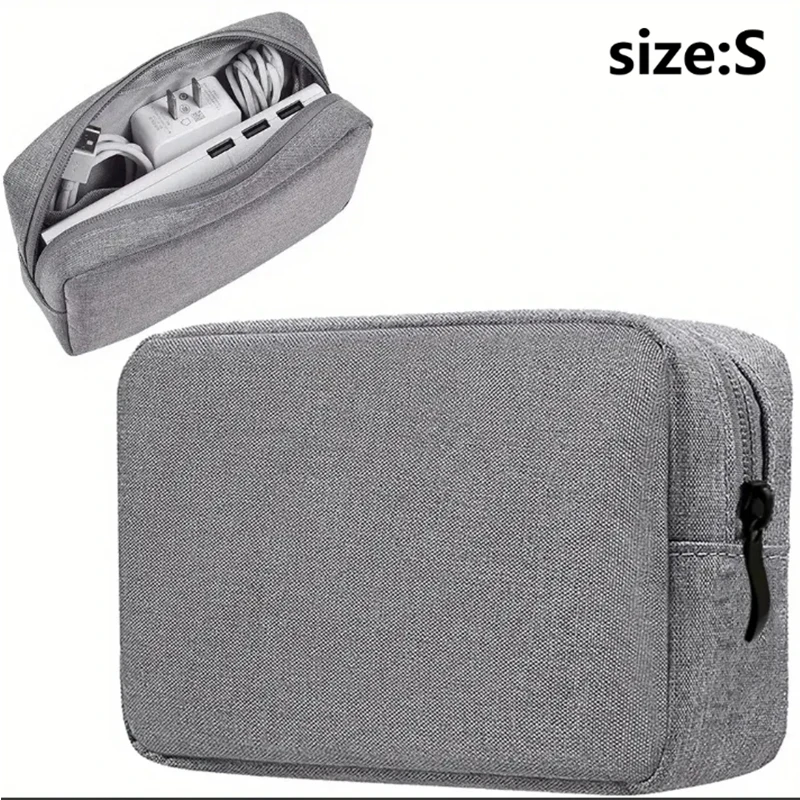 Wasserdichte Aufbewahrungstasche für digitales Zubehör, große Kapazität, tragbare Reise-Organizer-Tasche für Mobiltelefone, USB-Kabelband: Blau