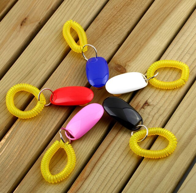 Portable Pet Training Clicker Dog Cat Bird Horse Click Obedience Trainer Aid with Wrist Strap: Default Title