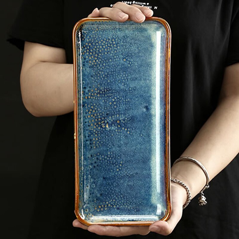 fish plate rectangular plate ceramic nordic dish plate household western tableware simple steamed fish plate