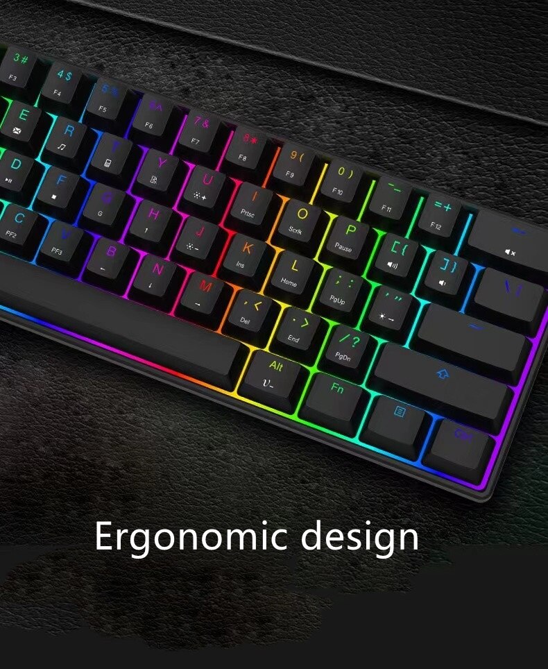 Wired Bluetooth RGB Backlight 2 Modes Bluetooth Wireless Gaming Mechanical Keyboard for PC Royal Kludge: black