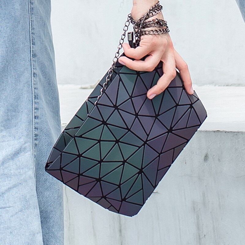 Messenger Tas Vrouwen Keten Zak Lichtgevende Geometrische Sling Bag Sac Femme Schouderband Vrouwelijke Bolsas Feminina