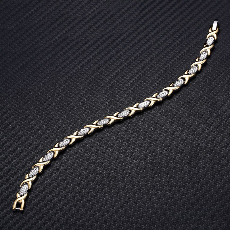 Nhgbft Gouden Kleur Kruis Vorm Magnetische Armbanden Armbanden Voor Vrouwen Roestvrij Staal Energie Gezonde Zorg Armband