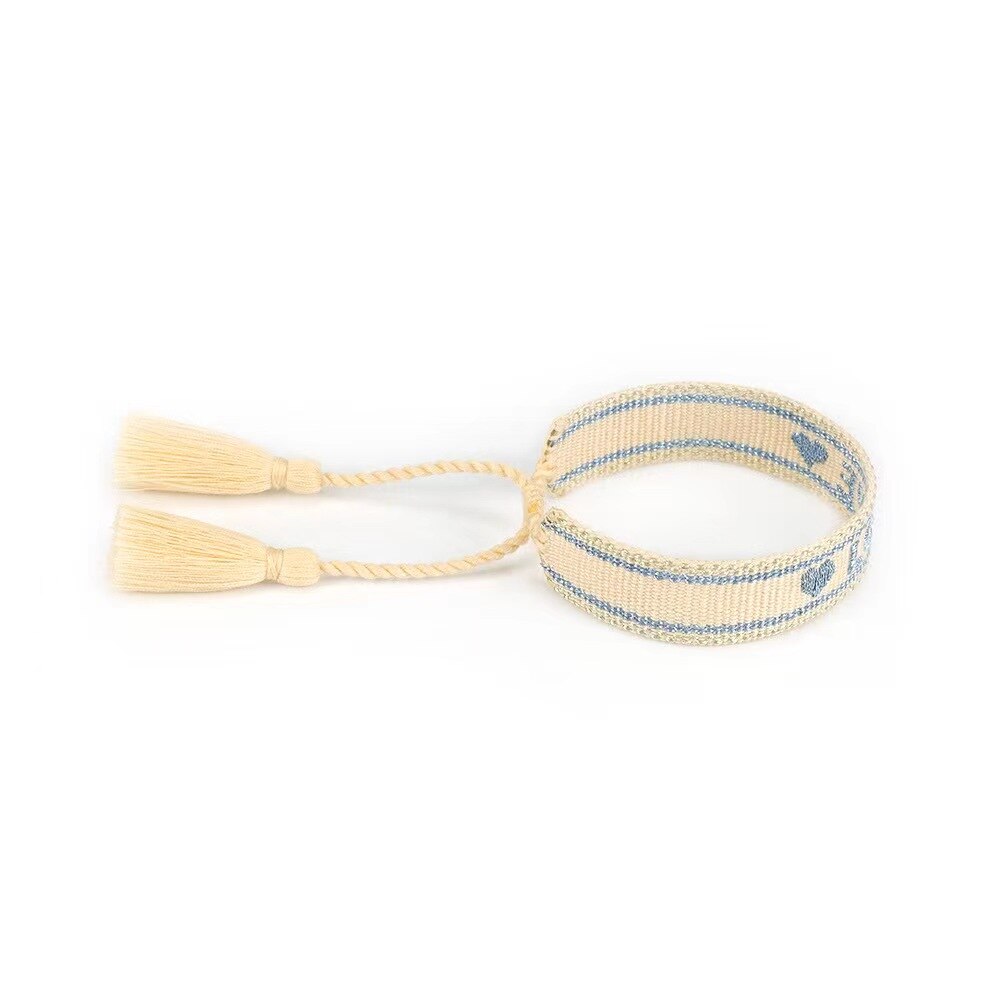 Bordado bordado borla pulseira manual da mulher corda ajustável tecido pulseira amizade nacional jóias presente atacado
