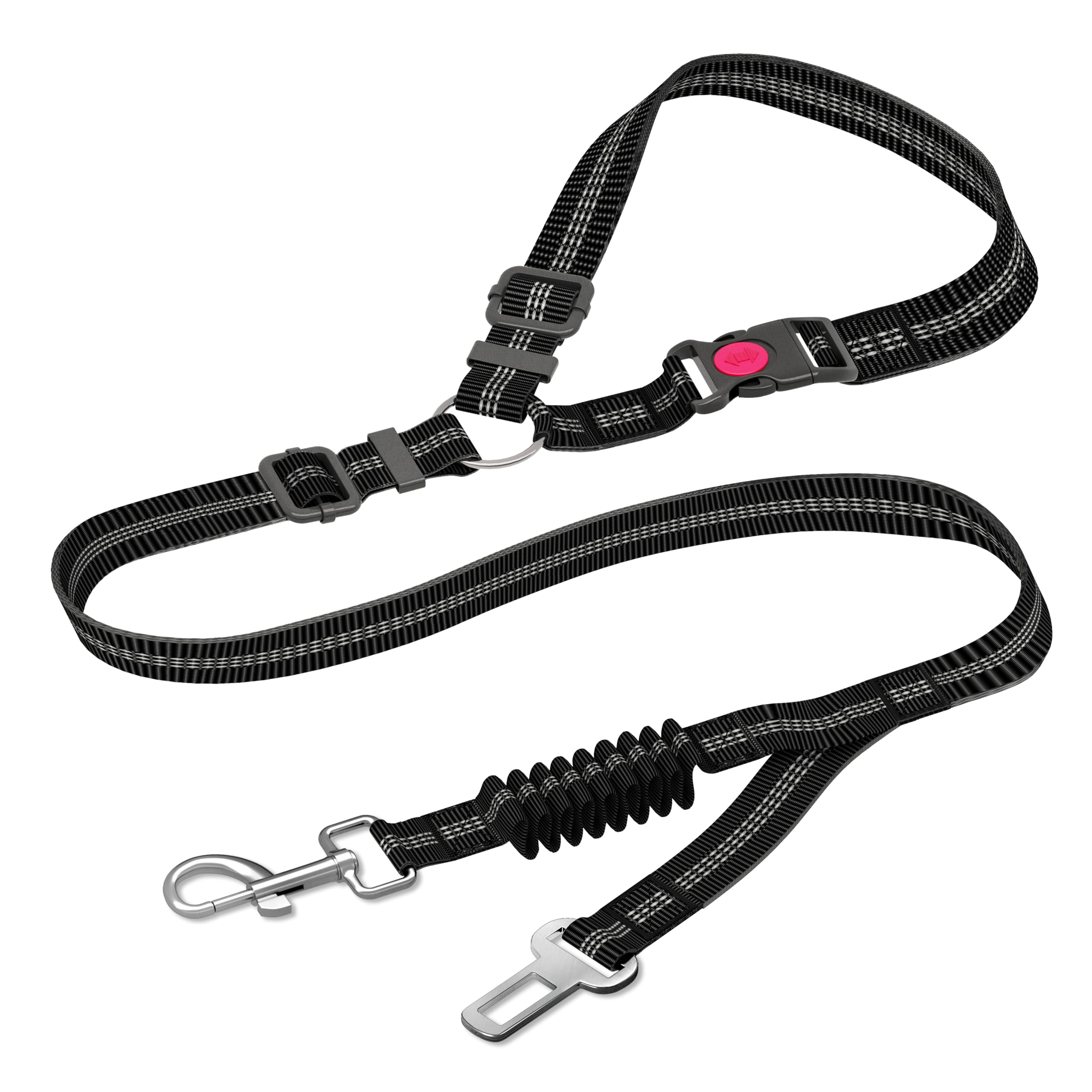 Ceinture de sécurité de voiture pour chien réglable et robuste – Grande corde de Traction pour chien en nylon rayé pour les promenades en voiture