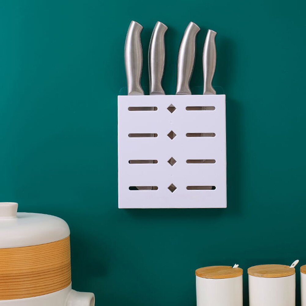 Wall-Mounted Adhesive Drain Kitchen Knife Storage Container Cutlery Organizer Kitchen Knives Holder Utensils Organizer